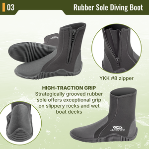 Botas de Buceo de Neopreno de 5 mm Aropec OEM ODM con Suela de Goma de Alta Tracción y Cremallera YKK Resistente para Deportes Acuáticos - Product Image 4