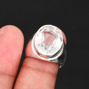 White Topaz Silver <b>Ring</b> 925 Silver <b>Crystal</b> <b>Ring</b> Men's Handmade <b>Ring</b> Elegant Jewelry - Product Image 2