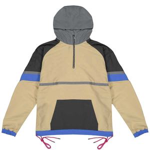 Veste coupe-vent décontractée en nylon pour homme, logo personnalisé imprimé, légère, imperméable, à capuche avec cordon de serrage, couleur contrastée, fermeture éclair, été - Product Image 1