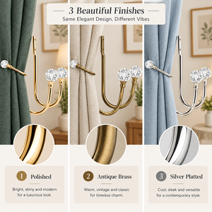 Attache-rideau longue en métal doré de qualité supérieure avec fleur en cristal pour la décoration de fenêtres de salon, chambre et hôtel – Fournisseur en gros - Product Image 3
