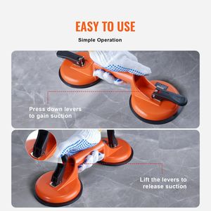 2 Pack resistente industriale strumento di sollevamento a vuoto 4.7 \ "vetro ventosa maniglia in alluminio 330 Lbs capacità di carico per vetro metallo - Product Image 3
