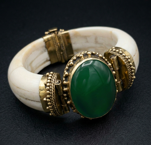 Brazalete Vintage Personalizado de Hueso con Incrustaciones de Resina y Piedra, Cabujón de Latón Dorado, Estilo Tribal Étnico, Joyería Hecha a Mano, Regalo, Venta al por Mayor - Product Image 1