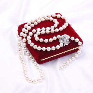 Collar de Perlas de Agua Dulce de 8-9 mm de Zhuji Pearl Aquaculture, con Gran Brillo y Pequeños Defectos, Estilo Cadena para Suéter - Product Image 2