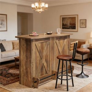 Mobile Bar da Casa con Tavolo, Armadietto per Caffè e Vino, Ideale per l'Intrattenimento - Product Image 2