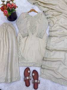 Nueva Colección de Diseñador: Conjunto de Traje Palazzo Indio para Bodas Especiales con Bordado Intenso en la Parte Superior, Inferior y Dupatta, a Precio de Mayoreo - Product Image 6