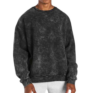 Men's Winter Solid Fleece Acid <b>Wash</b> Sweatshirt OEM Custom Design Long Sleeve High Quality Regular Fit 100% Cotton Eco-Friendly - Product Image 1