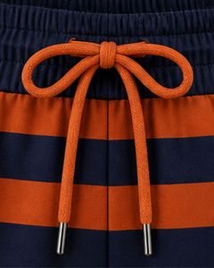 Short de sport rayé bleu marine et orange pour femme, séchage rapide, respirant, pour la gym, le fitness, décontracté, été, taille élastique, vêtements de sport - Product Image 3