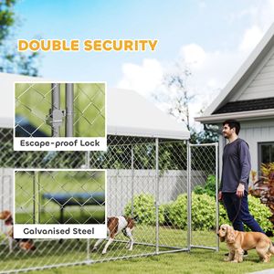 Recinto per Cani Resistente e Impermeabile 6m x 2.3m x 2.4m con Chiusura Sicura e Catena, per Giardino - Product Image 6