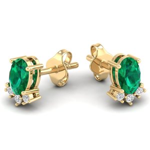 REYES Classic Design 14K Solid Gold Moissanite Screw Back <b>Stud</b> <b>Earrings</b> Luxury Oval Cut 1 Carat <b>Emerald</b> Gemstone <b>Earrings</b> - Product Image 6