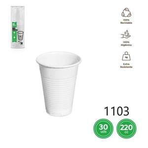 Gobelet en plastique jetable de qualité supérieure VASO BLANCO 1103 de 220 CC à usage unique, couleur blanche - Product Image 1