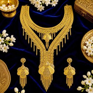 Wholesale 14K18K24K Micron <b>Gold</b> Filled Turkey & Dubai Style Wedding Necklaces <b>Set</b> Traditional Design Bridal Fashion Jewelry <b>Set</b> - Product Image 2