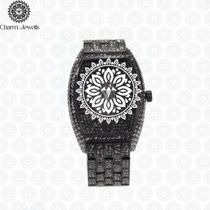 Charm_Jewells Women's Luxury Gold Tonneau <b>Watch</b> Analog Quartz Diamond Encrusted Bracelet 38mm Hollow Out Design - Product Image 3