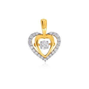 Pendentif élégant en forme de double cœur, taille ronde, pierre de laboratoire, avec pierre solitaire centrale et motif cœur étincelant pour femme - Product Image 1