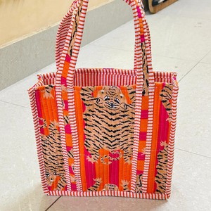 Cotton Fabric Patchwork <b>Mini</b> <b>Tote</b> <b>Bag</b> With Floral Print Two Handles Reusable Casual Handbag For Women Daily Use - Product Image 3