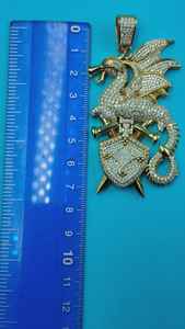 Colgante de Dragón Increíble de Plata de Ley 925 con Diamantes de Moissanita VVS, Estilo Hip Hop de Dibujos Animados Totalmente Cubierto de Diamantes para Fiestas, Colgante para Hombres - Product Image 3