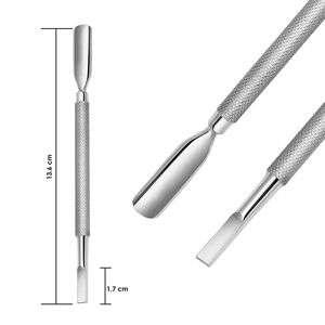 Dual-End Stainless Steel <b>Nail</b> Cuticle Pusher Tool for Manicure Reusable Double Head Design - Product Image 6