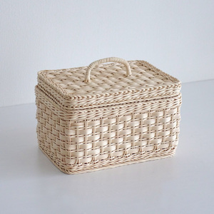 Cheap price <b>foldable</b> storage <b>box</b> basket clothes & toys organization handmade woven rattan boxes - Product Image 4
