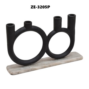 Zahid Exports, porte-bougie moderne en bois naturel noir fait à la main, forme ronde, décoration d'intérieur, Noël, 8x13 pouces - Product Image 2