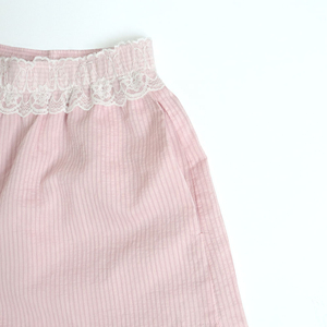 Hot Selling Factory High Quality 2026 Spring Summer New Fashion Poplin Splicing Striped pink Retro <b>Elastic</b> Women's Shorts - Product Image 3