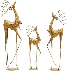 Escultura de Ciervo Grande de Metal, Artesanía Animal de Lujo, Diseño Tradicional, Acabado Dorado, Estatua Decorativa para el Hogar - Product Image 2