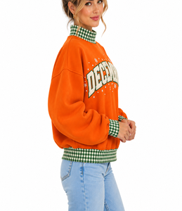 Sweat-shirt oversize à col montant pour femme, personnalisé, en coton 100% à carreaux, molleton épais, style streetwear décontracté - Product Image 6
