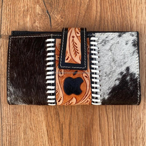 Cartera tallada a mano, recién llegada, funda de teléfono de embrague, Cartera de cuero de piel de vaca occidental, multiusos, carteras con logotipo de Apple - Product Image 2