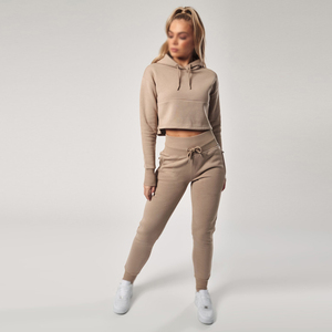 Women Hooded <b>Tracksuit</b> Set Solid Color Full Length Sweatpants With Side Pockets Casual Autumn Wear Spandex Cotton Blend - Product Image 5