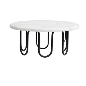 Top Round White Marble Cake Stand With Black Metal Stand High Quality Cake Stand Perfect For Birthday Party Wedding Party - Product Image 1