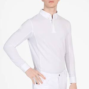 <b>Men</b> Equestrian Slim Fit Short Sleeves Shirt Hook Loop Closure Lightweight Breathable Stretch Fabric Horse Riding <b>Base</b> <b>Layer</b> - Product Image 5