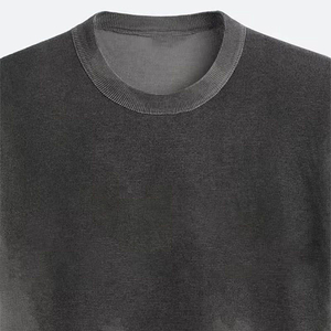 Camiseta de punto de algodón oversize con efecto tie-dye y manga corta para hombre, estilo vintage, con estampado liso, top informal de streetwear, camisetas casuales para hombre - Product Image 5