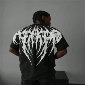 T-shirt oversize en coton 100% pour homme, style streetwear, tissu éponge, poids lourd, épaules tombantes, impression personnalisée, haute qualité, séchage rapide - Product Image 3