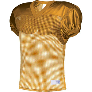 Maillot de football américain col en V à manches courtes en mesh respirant pour homme adulte, couleur or, coupe classique - Product Image 1
