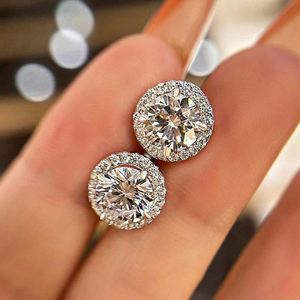 Classic Moissanite 7MM Round Cut Diamond Floral <b>Earrings</b> For Women's 925 Sterling Silver Wedding Promise Gift For Girlfriends - Product Image 3