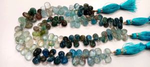 Cuentas de Aguamarina Natural en Forma de Pera, Lisas y Simples, de 5x8 mm, Vendidas por Hilo de 9 Pulgadas - Product Image 3