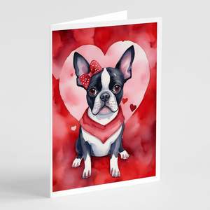 Whimsical Boston Terrier การ์ดอวยพร A7วาเลนไทน์ของฉันแพ็คการ์ดเปล่า8ใบพร้อม5x7ขนาดซองจดหมาย - Product Image 1