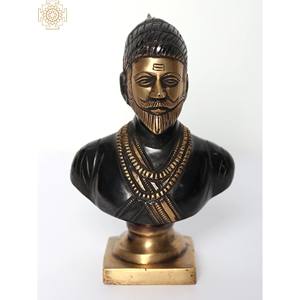 งานแฮนด์เมดทองเหลือง6นิ้ว chatrapati Shivaji maharaj ประติมากรรมของตกแต่งบ้านทำด้วยมืองานศิลปะอินเดีย - Product Image 1