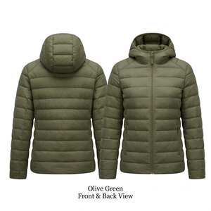 Doudoune légère à capuche pour homme et femme, fermeture éclair, couleur unie, vêtement d'extérieur unisexe pour l'hiver - Product Image 4
