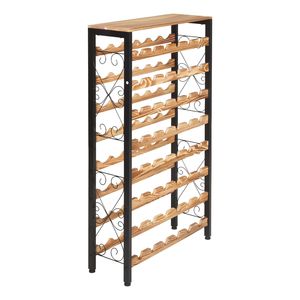 Portabottiglie da Vino a 8 Livelli, 48 Bottiglie, in Ferro con Ripiani e Piano in Legno, per Uso in Cucina - Product Image 4