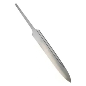 Hoja de cuchillo ranurada gris plateado con vástago largo y recto, punta puntiaguda y acabado metálico liso para la fabricación de mangos personalizados - Product Image 1