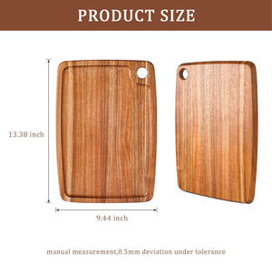 Planche à servir en bois d'acacia pour pizza et charcuterie, taille personnalisable, avec poignée, épaisseur 1,3 cm, écologique, passe au lave-vaisselle - Product Image 3