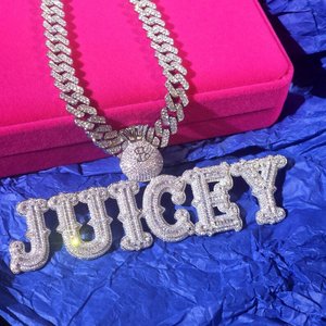 Collar con Colgante de Nombre Personalizado con Incrustaciones de Diamantes, Estilo Hip Hop, con Letras de Moissanita - Product Image 6