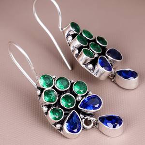 Pendientes Colgantes Étnicos Bohemios Tribales de Latón Oxidado Plateado para Mujer |   Regalo Vintage con Cristales y Diamantes de Imitación - Product Image 3