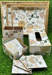 Ensemble de boîtes à mouchoirs, plateau, porte-serviettes, boîte de rangement de cuisine, organisateur polyvalent en MDF durable et écologique pour - Product Image 5