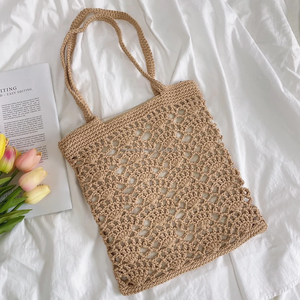 Fourre-tout en crochet solide fait à la main sac à bandoulière doublure en coton durable style décontracté pour les filles de fournisseur indien - Product Image 1