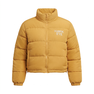 Best Quality Women's Casual Cropped Puffer Jacket Quilted Winter Padded <b>Coat</b> Long Sleeve <b>Zipper</b> Closure Adjustable Hem Outerwear - Product Image 4