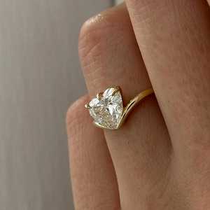 2 Carat Heart Shape Unique Solitaire <b>Ring</b> , Nested Lab Grown <b>Diamond</b> Engagement <b>Ring</b> , IGI Certified - Product Image 3