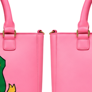 กระเป๋าสะพายไหล่แฟชั่นผู้หญิงสีชมพูเขียว ดีไซน์ตัวอักษรแบบกรีก กระเป๋าถือขนาดใหญ่สำหรับการช้อปปิ้งประจำวันและการเดินทาง - Product Image 4