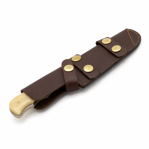 Cuchillo de Caza de Acero de Damasco, Hoja de Punta Caída, Borde Recto, Mango de Madera, Funda de Cuero, Cuchillo de Supervivencia para Exteriores - Product Image 2