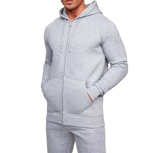 Survêtement gris à capuche pour homme, coupe droite, couleur unie, décontracté, avec poches latérales, idéal pour l'automne, 100 % coton, poids moyen - Product Image 6