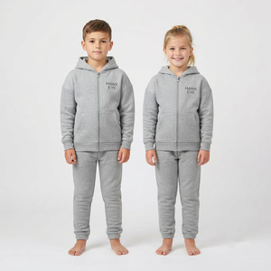 Fabricante de chándales unisex para niños, conjunto de sudadera con capucha y pantalones deportivos con cremallera completa, logotipo personalizado, ropa informal de calle de dos piezas - Product Image 5
